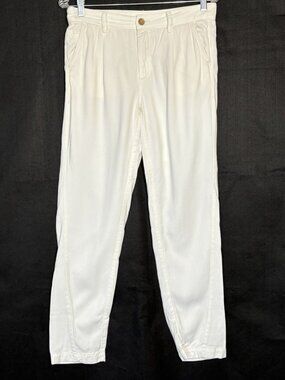 ANTHROPOLOGIE Women Tapered Leg Lyocell Mid Rise Pants Sz 26 Ivory Casual 65-7